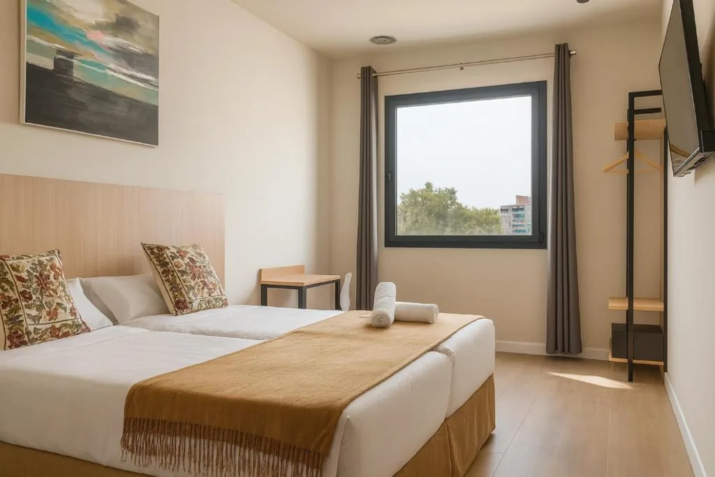 専用バスルーム付きツインルーム — Aerohotel Barcelona Airport 24h