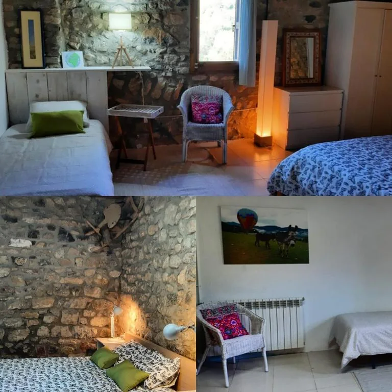 Habitación Cuádruple - vistas al jardín — Alberg Rural La Rectoria de Pedra