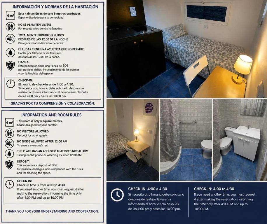 Camera singola economica — ALBERGUE CRISTINA habitaciones con baño privado y mini cocina