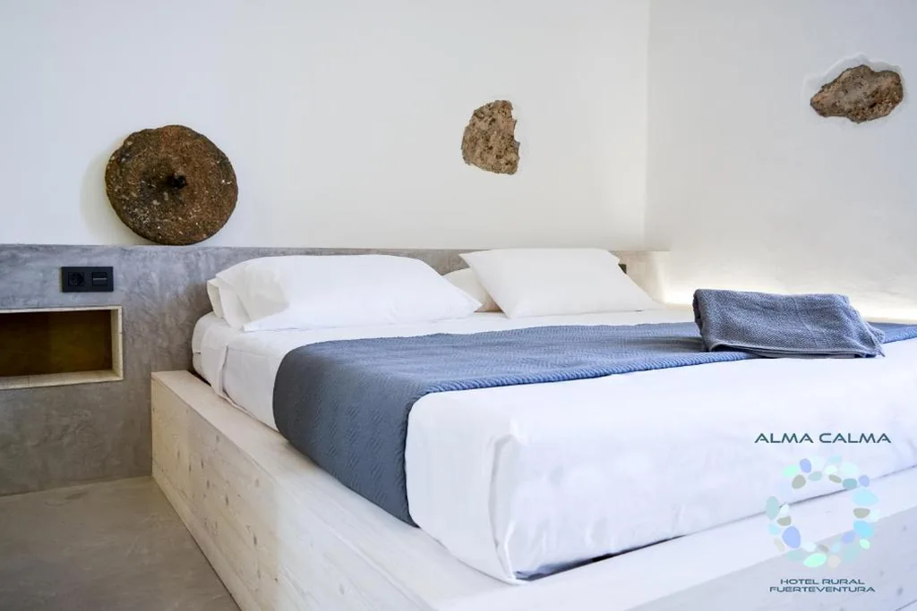 Habitación con cama extragrande y vistas al jardín — Alma Calma Hotel Rural
