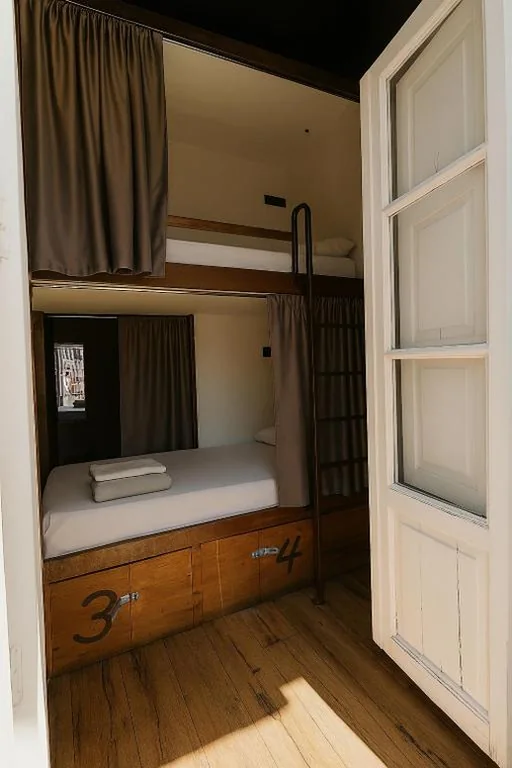 Cama en habitación compartida femenina de 8 camas — Black Swan Hostel Sevilla