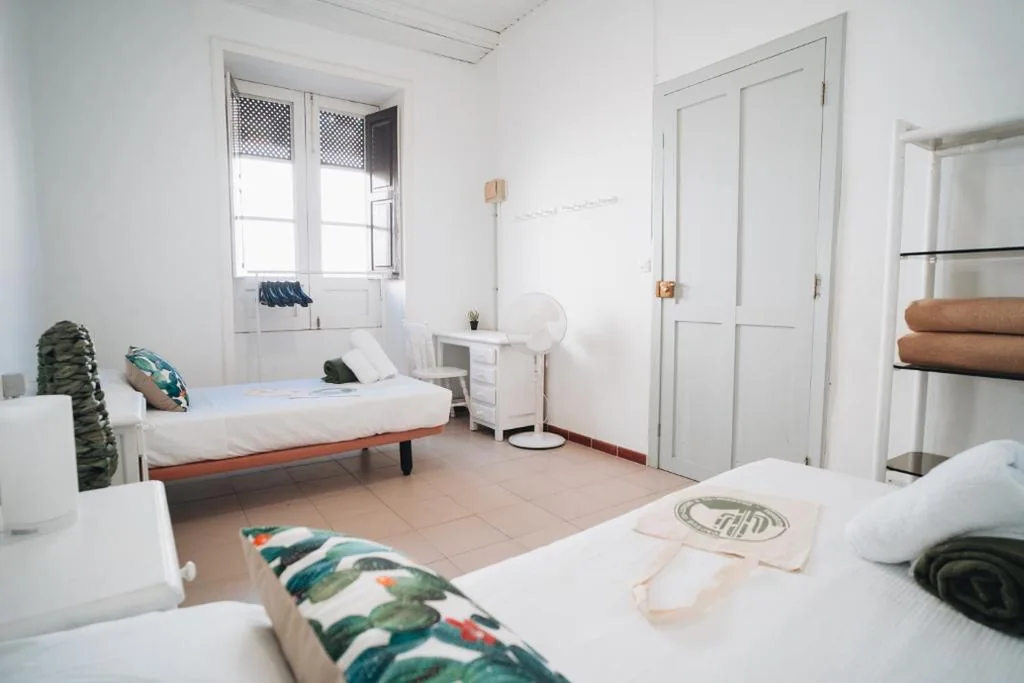Cama individual en habitación compartida masculina, equipada con baño compartido. — Cactus Coliving