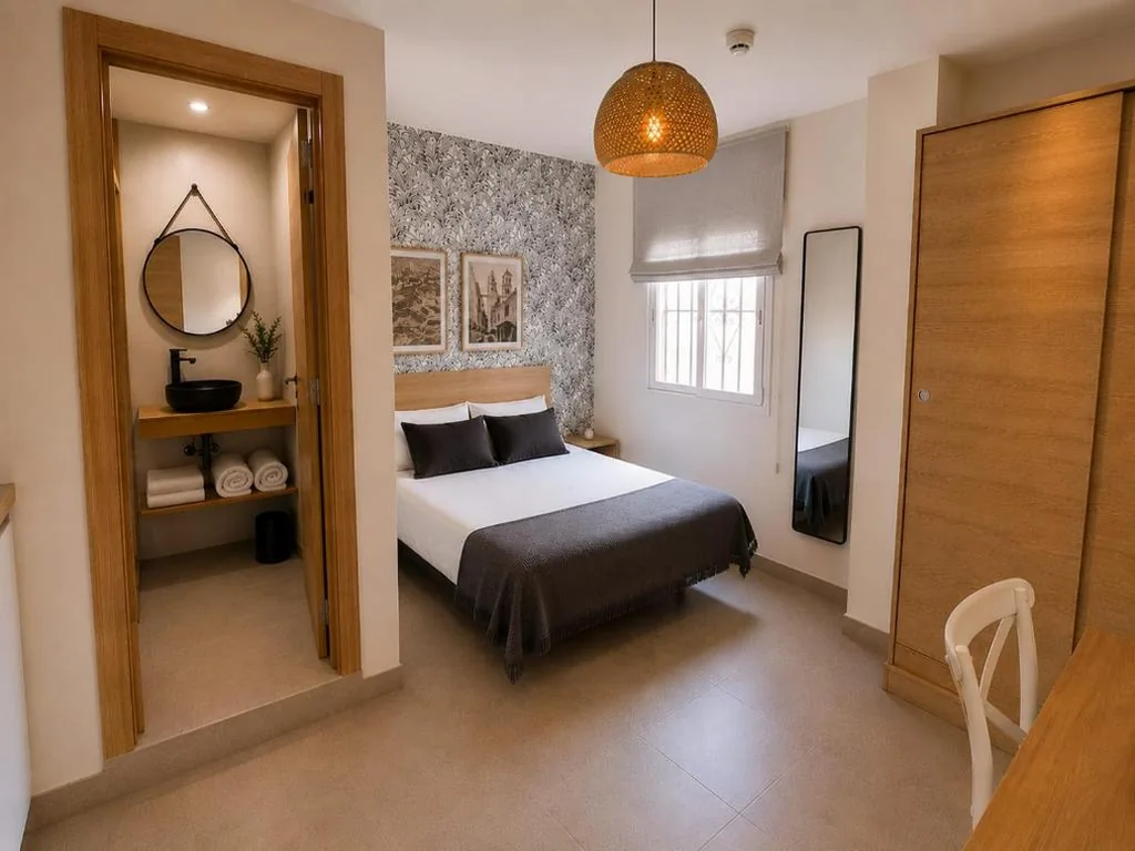 Tweepersoonskamer met eigen badkamer — Hostal Casa Miguel Marbella