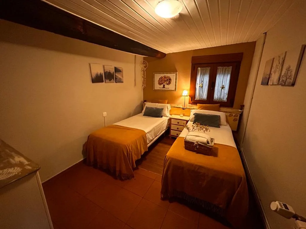Tweepersoonskamer met 2 aparte bedden en eigen badkamer — Hostal Casa San Nicolas