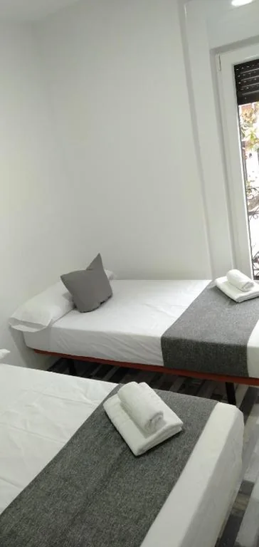 共用バスルーム付きダブルルーム・シングルベッド2台 — HOSTAL Noche y Dia