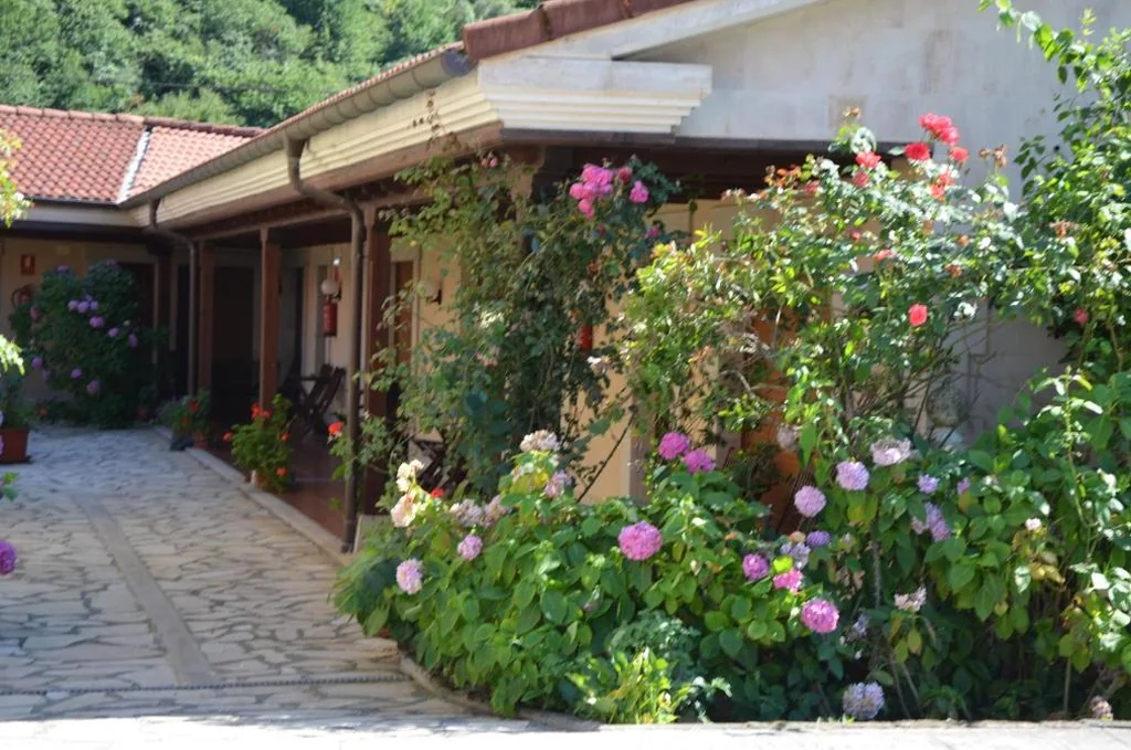 Zimmer mit Doppelbett und Gartenblick — Hotel Arenas de Cabrales- apartamentos