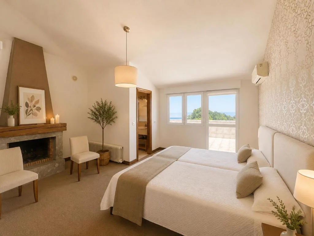 Deluxe Doppelzimmer mit Meerblick – 2 Betten — Hotel Arresi
