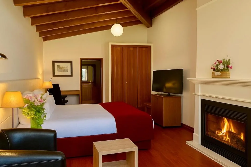 Habitación Doble Superior con chimenea y acceso al spa — Hotel Del Lago