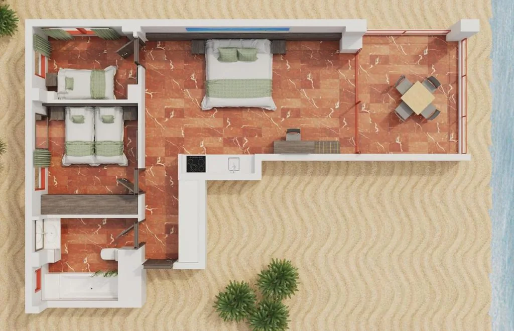 Apartamento con 3 dormitorios (3 adultos + 2 niños) — Magic Tropical Splash
