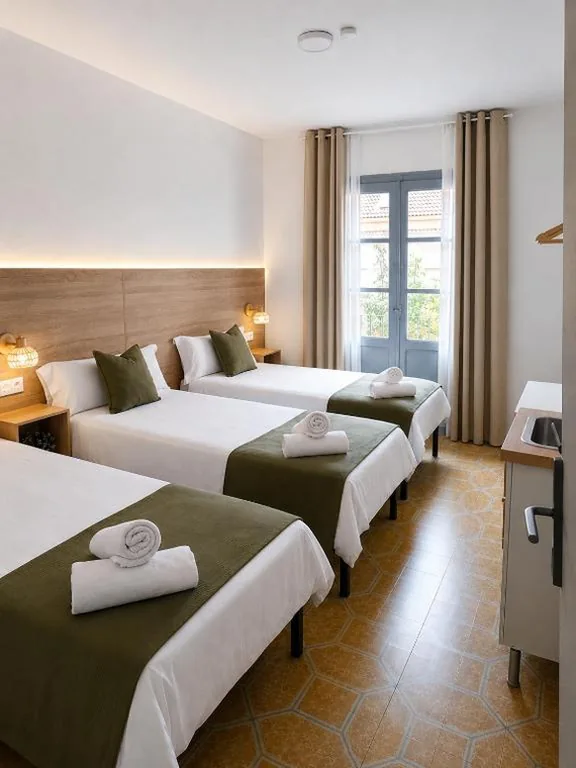 Habitación Triple Básica con baño compartido — Pensión Bandrés Huesca Centro
